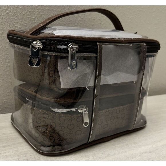 Guess V7200494 Cocoa "G" Logo 4-Piece Cosmetic Junction Travel Bag - Picture 2 of 8